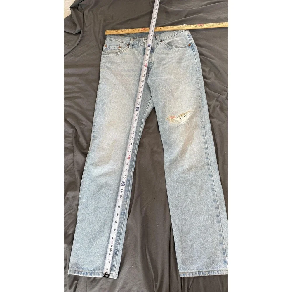 Levi's 501 150th Jeans Mens 28x30 Blue Regular Straight‎ Light Wash Distressed